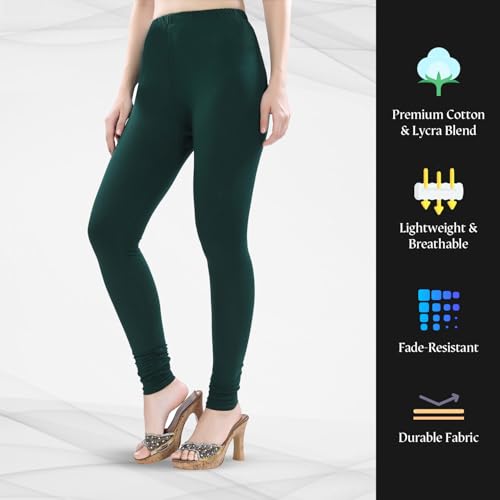 Image of TRASA Ultra Soft Cotton 4 Way Stretchable Churidar Solid Regular and Plus 20 Colours Leggings for Womens and Girls -Sizes :-M, L, XL, 2XL, 3XL, 4XL, 5XL, 6XL