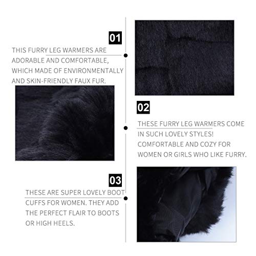 Image of BESPORTBLE Women Warmer Faux Rabbit Fur Leg Warm Cover Boot Shoe Warm Gaiter Cover for Ladies 30cm 1 Pair