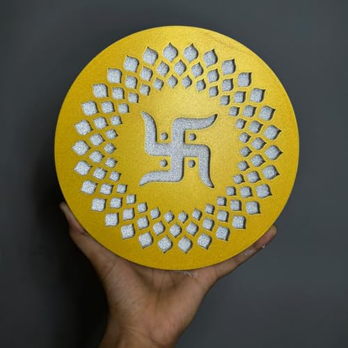 Image of Swastik LED Backlit Pooja Room Decor | Moon Wall Lights for Home Decoration | Wall Lamps for Bedroom & Living Room | No Adapter Required