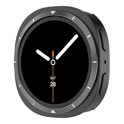Image of 2 in 1 Metal Rugged Case Compatible with Samsung Galaxy Watch 8 40mm 44mm Shockproof Protect Bumper Case with Back Cover (NO WATCH) (Black and White,40mm)