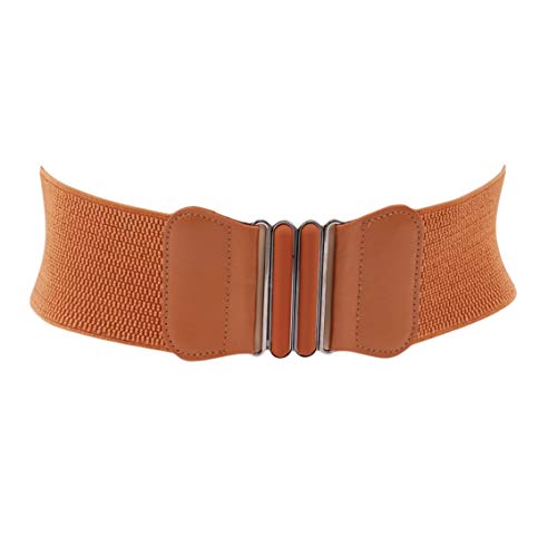 HengXingDE Einfache Retro Metall Touch Farbe Gürtel Elastic Thick Pu Damen Elastische Einstellbare Breite Taillensiegel Cover