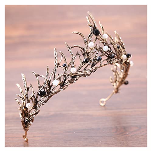Couronne de mariage en cristal doré et strass haut de gamme