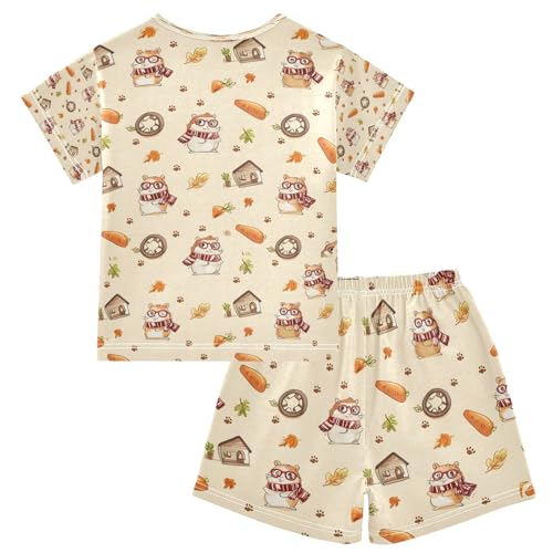 senya Cute Squirrel Carrot Summer Pajamas Set Short Cotton Sleepwear 2 Piece2