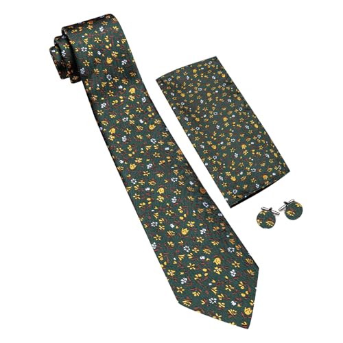 Image of Barry.Wang Ties for Men Silk Tie Sets Polka Dot Woven Necktie Pocket Square Cufflinks Business Wedding