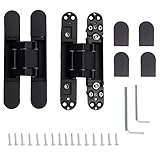 AnvFlik 4-Pack 6 inch Hidden Door Hinges Heavy Duty Black, Invisible Concealed Hinges Zinc...