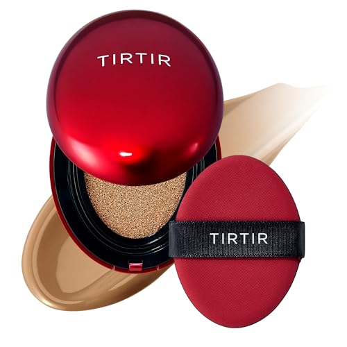 [*Mini Size*] TIRTIR Mask Fit Red Cushion Foundation | Full coverage, Weightless, Skin fit, Satin Glow Finish, Korean Makeup BB Foundation, beauty, Tattoo cover up, Buildable (#35N Walnut, 0.15 Fl Oz)