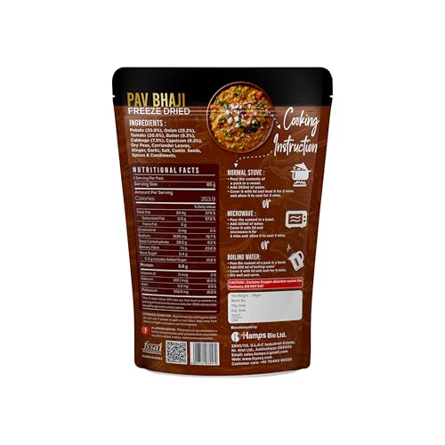 Image of FzyEzy Freeze-Dried Pav Bhaji Masala | Authentic Mumbai Street-Style Curry Paste | Ready in Minutes - Just Add Hot Water | Vegetarian Indian Meal | Travel-Friendly & Preservative-Free | 65g Pack