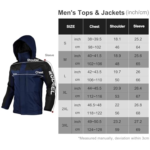 Rodeel Men's Waterproof & Windproof Jacket, Mens Shell Jacket Windbreaker with Foldaway Hood, Coat for Outdoor Camping Hiking Hunting Fishing - Image 7