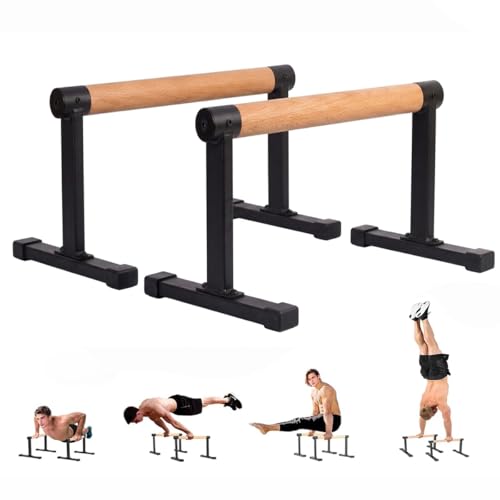 Trlakepreble Wooden Parallel Bars 20' Length 12' Height，and Dip Bar with Thick Beech Handles...
