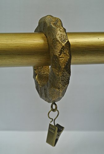 Urbanest Set of 14 Hammered Designer Curtain Rings in Renaissance Gold Finish