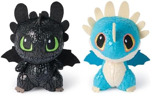DreamWorks Dragons How to Train Your Dragon Mini Plushies, Toothless & Deadly Nadder 2-Pack, 3” Stuffed Animals, Kids Toys for Boys Ages 4 & Up