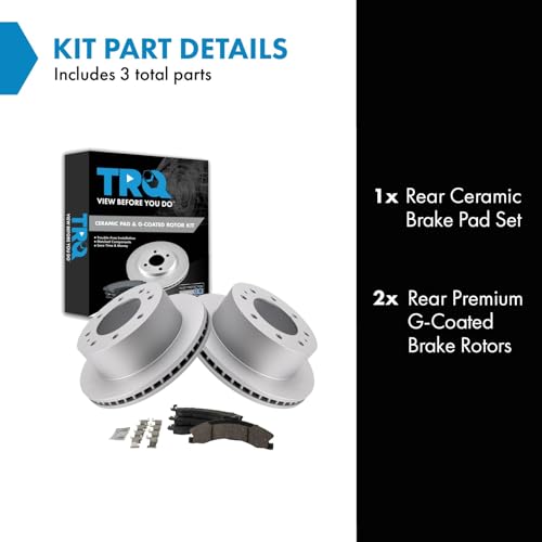Image of TRQ Rear Brake Pad & Rotor Kit Compatible with 2011-2019 Chevrolet Suburban 3500 HD 2011-2019 GMC