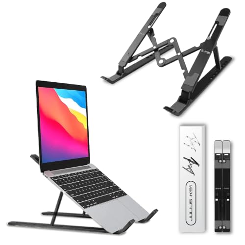 Julius-K91 Laptop Stand for Desk, Ventilated Cooling, Foldable laptop stand for 10-15.6”, ABS + Silicone Laptop holder for desk, Adjustable & Portable Laptop riser for desk Design for Home or Office Julius-K91 Laptop Stand for Desk, Ventilated Cooling, Foldable laptop stand for 10-15.6”, ABS + Silicone Laptop holder for desk, Adjustable & Portable Laptop riser for desk Design for Home or Office