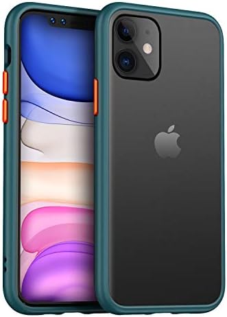MKOAWA for iPhone 11 Case Men Boys Translucent Hard Back with Soft Rubber Bumper Shockproof Protective Phone Case Slim Thin Cover 6.1 inch - Green