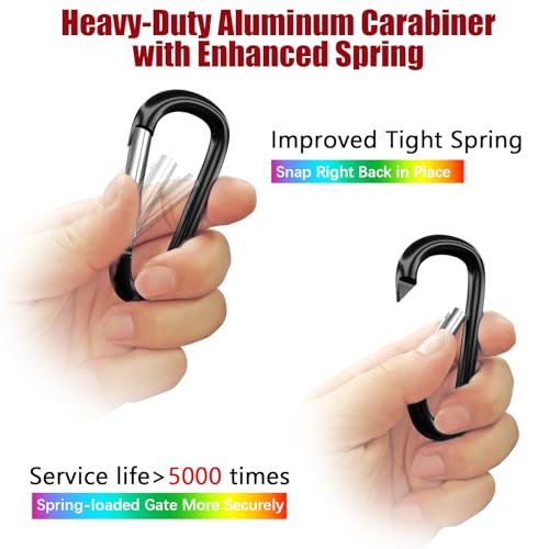 Image of sprookber 4 inch & 5 inch Extra Large Aluminum Carabiner D Ring, Caribeener Clips, Spring Snap Hook for Keychain Clip, Set of 4
