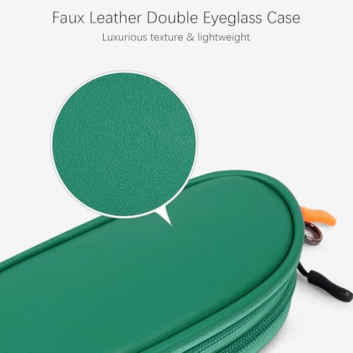 Image of Double Eyeglasses Case Soft Portable Zipper Sunglasses Pouch with Keychain Clip for Men Women