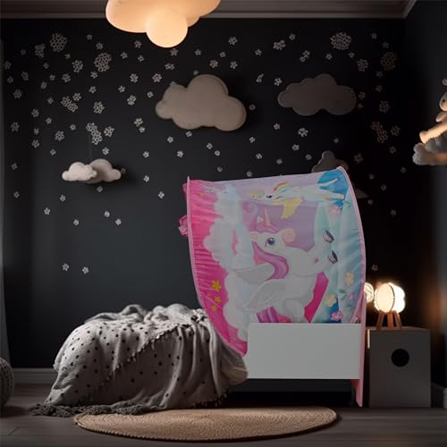 Relaxdays Bettzelt Kinder, BxT: 220x79 cm, Weltall-Design, Betttunnel für Kinderbett, Pop-up-Funktion, Betthöhle, bunt