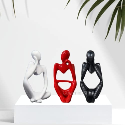 Image of Ceramic Shop Monk (Letter Modern Art Man showpiece(Red Black White Gloss Finish))