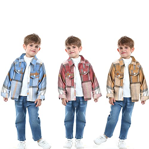 Baby Boys Kids Long Sleeve Button Down Plaid Shirts Fall Winter Flannel Shacket Jackets Tartan Tops4