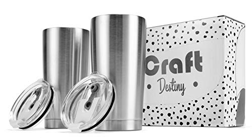 Stainless Steel Tumbler 20oz - Set of Two Vacuum Insulated Tumbler Double Wall