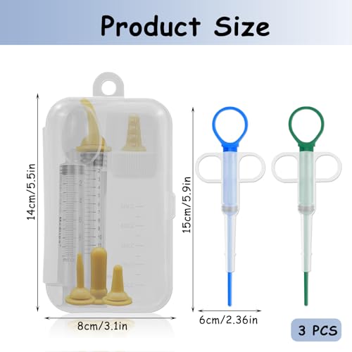 RFYTDCF 11 Stück Aufzuchtflasche Katze mit Tablettengeber für Katzen, Aufzuchtmilch Katzen Set Abnehmbar Haustier Fütterung Silikon Nippel und Spritzen Mini Flasche Messbecher für Katzenaufzuchtmilch