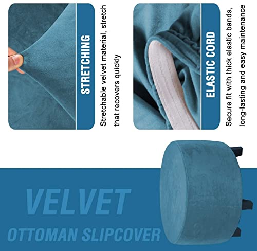Housse de repose-pieds extensible bleu clair lavable pour pouf