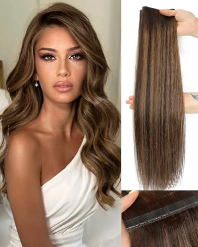 PANEWAY Double Weft Hair Extensions Human Hair 100% Real Remy, Seamless Layered Extensions for Volume & Length Lightweight, Natural-Looking, Soft, Dyeable & Heat-Friendly(P2/8/T2,16Inch)
