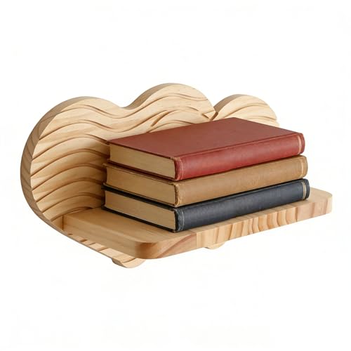 Generico Estantería flotante de pared | Organizador estético con forma de corazón de madera – Estanterías angulares flotantes decoración Boho | Para dormitorio, salón, baño, cocina, oficina, libros y