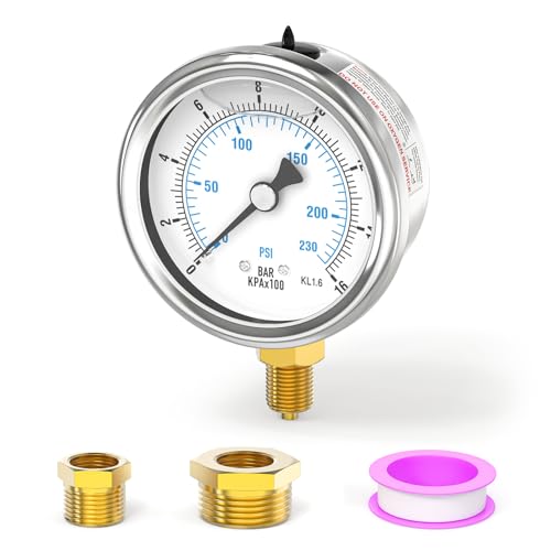 Image of ERGAOBOY 0-16Bar/0-230Psi 2.5" Dial 1/8" BSP Liquid Filled Lower Gauge