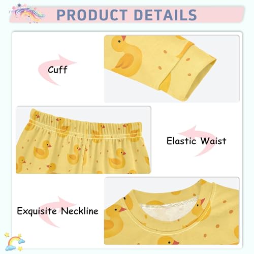 ALAZA Yellow Duck Cartoon 2 Piece Pajama Set Long Sleeve Top and Pants Sleepwear Unisex4