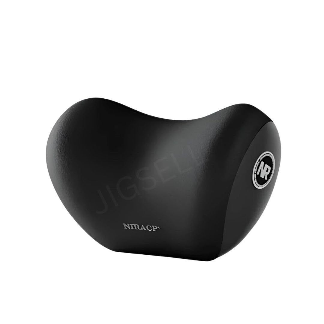 JIGSELL Car Neck Pillow Neck Pain Relief for Long Drive Car Seat Back Head Rest Memory Foam Pillow for Driving Car & Office with Adjustable Strap and Breathable Removable Cover (NIRACP+ Black)-image-29
