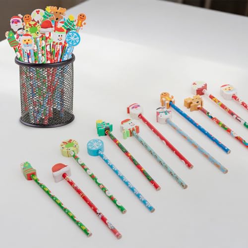 Set de 24 lápices navideños con borradores miniatura 5