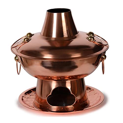 INUUXLG Copper Hot Pot Thick Handmade Copper Pot Hot Pot Old-Fashioned Household Shabu-shabu Hot Pot(28cm) (Brass 36cm)