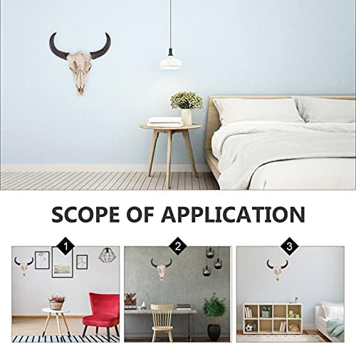 Veemoon Cow Skull Wall Hanging, Simulation 3D Animal Long Horn Cow Head Bull Skull Decor Resin Skull Sculpture Artwork Wall Hanging Ornament