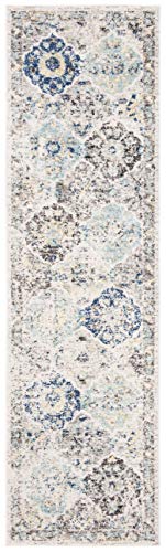Safavieh Madison Collection Runner Rug - 2'3" X 8', Ivory & Aqua, Boho Chic Distressed Design, Non-Shedding & Easy Care, Ideal For High Traffic Areas In Living Room, Bedroom (Mad611A) #TOP1