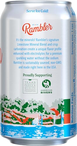 Image of AUTX RAMBLER Sparkling Water, Texas Limestone Mineral Blend, Original Natural Flavor, 12-Ounce Cans, Three 8-Packs (24 Cans)