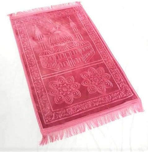 GHR Padded Velvet Prayer Mats Large Size: 80x120cm (PINK)