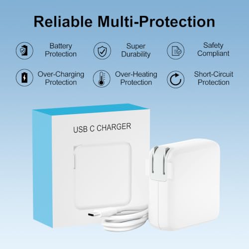 Image of 96W USB C Charger for MacBook Pro 16, 15, 14, 13 inch 2025 2024, 2023, 2022, 2021, M4 M3 M2 M1 MacBook Air, USBC Laptop Power Adapter, iPad, LED, 6.6ft 5A Cable Charging as Fast as Original Quality