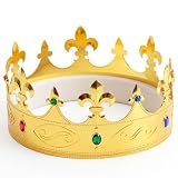 Spooktacular Creations Gold Royal King Crown, Halloween Plastic Crown Hat for Men Women Dress up Prince Costume Party Cosplay Props, Party Accessories Decorations