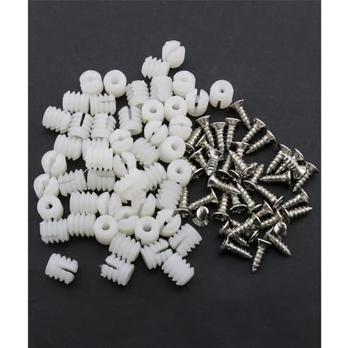 Heyous 50 Sets White Plastic Hinge Dowel Inserts Dowels Hinge Core Self Tapping Screw Suitable for Restoring Cabinet Dressers Wooden Table Wooden Shelf