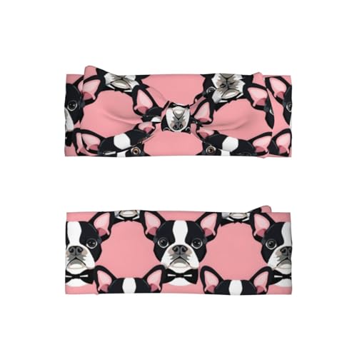Pink Boston Terriers Cute Dogs Baby Girl Bows And Headbands 6-12 Months For Baby Girls Newborn Infant Toddlers2
