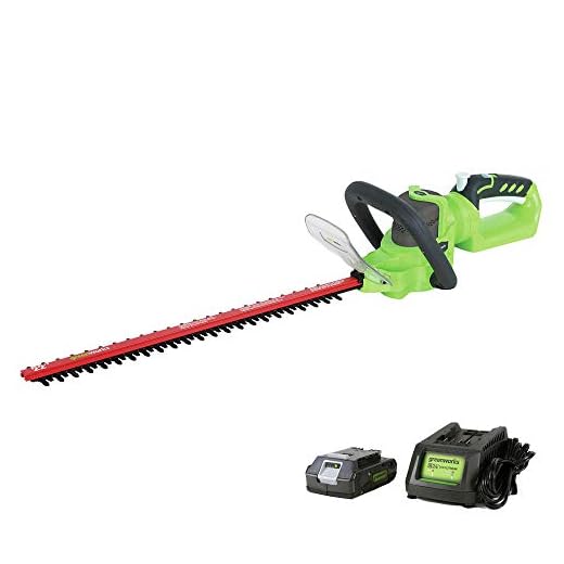 Greenworks 20-Inch 24V Cordless Hedge Trimmer with 2.0 AH Battery Included HT24B211