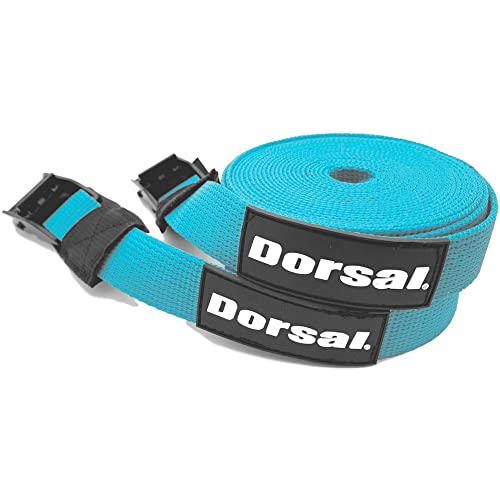DORSAL Tie Down Straps for Roof Rack Pads Crossbars - Pack of 2 Holds Surfboards Kayaks Canoes Paddleboards Nylon 15 Feet Blue