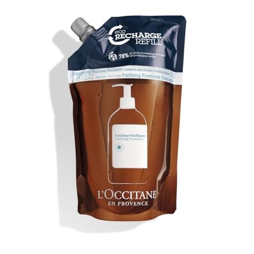 L'Occitane Aromachologie Purifying Freshness Shampoo Refill Enriched with 5 Essential Oils for Normal to Oily Hair, 16.9 Fl Oz