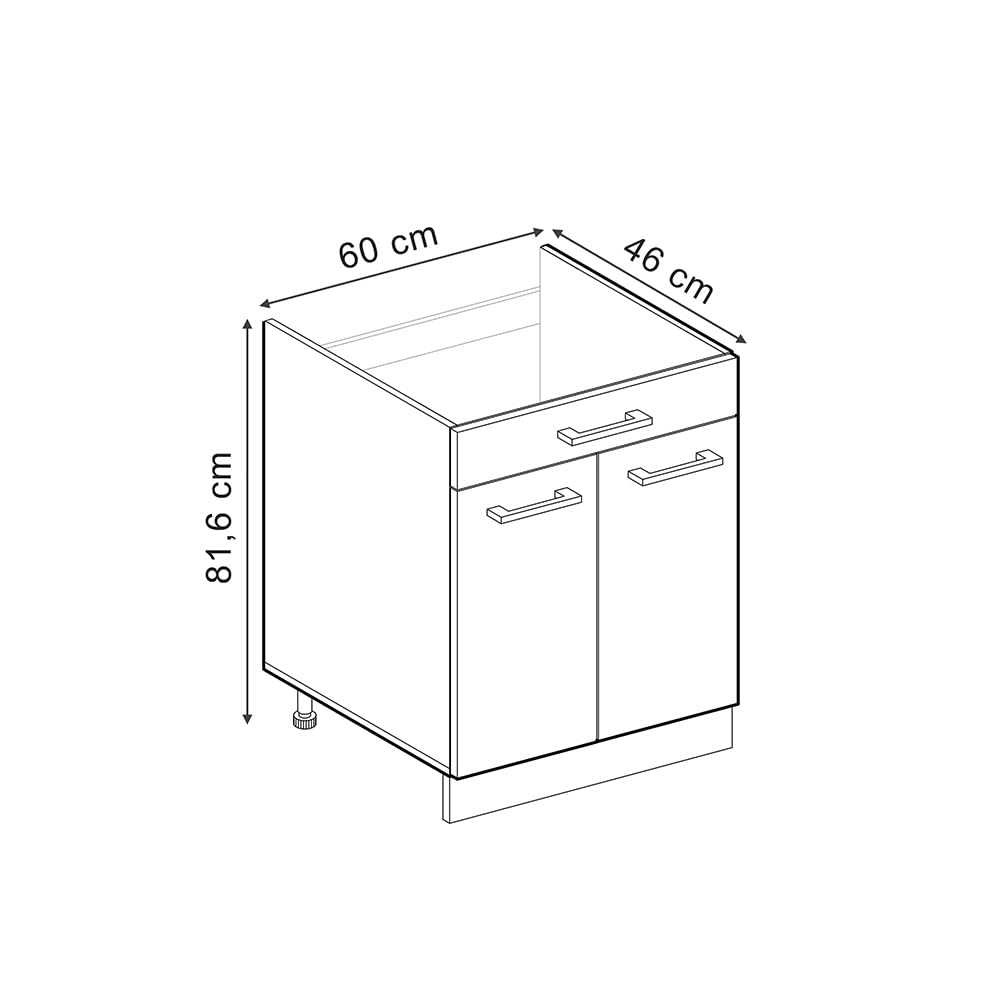 Vicco Szafki kuchenne "R-Line", Niebiesko-szary/Antracyt 60 cm