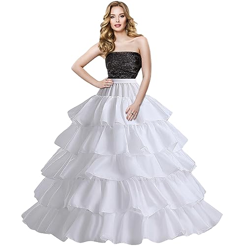 Women's Crinoline Petticoat, 4 Hoop Long Crinoline Skirt for Women, Half Slips Ball Gown Underskirt for Wedding