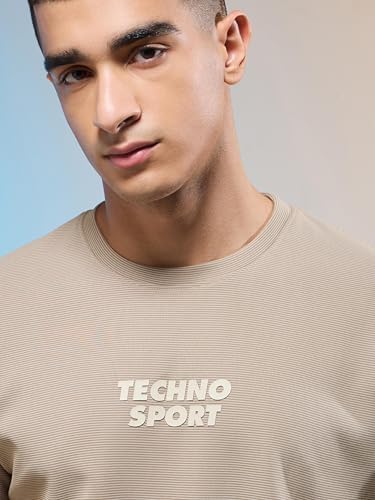 Image of TECHNOSPORT Men Printed Oversized Round Neck T-Shirt with COTFLEX, Dry Fit Sports Tee, Oversized Activewear T-Shirt for Gym, Running, Sports & Casual Wear