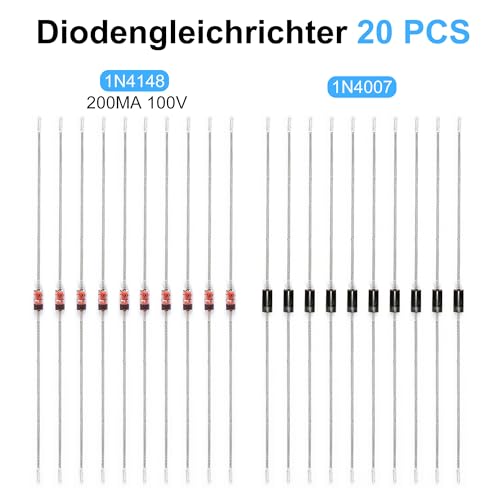 Miuzei 1W Metallfilm Widerstand Sortiment: 56 Werte (1Ω-2.2MΩ) 560 Stück ±1% Toleranz, RoHS Konform mit Dioden, Wiederstand Elektronik Resistor Kit für Breadboards, Modellbau & DIY-Projekte