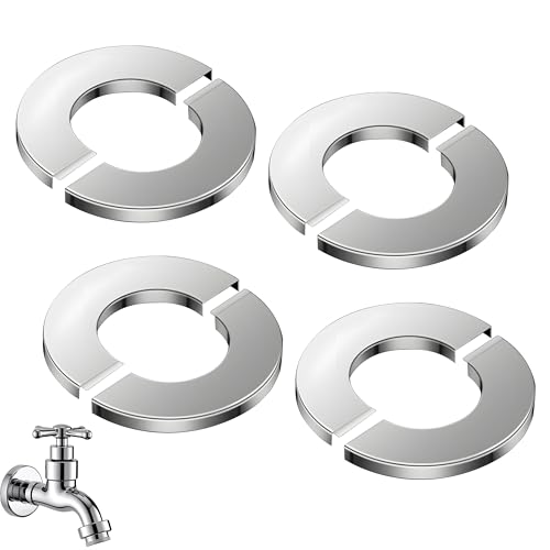 Lot de 4 Chromées Rosasse Ouvrante Robinetterie, 26 mm Inner Diameter Cache-Tuyaux en Acier Inoxydable Divisés en Deux Parties pour Protection des Tuyaux Tuyau de...