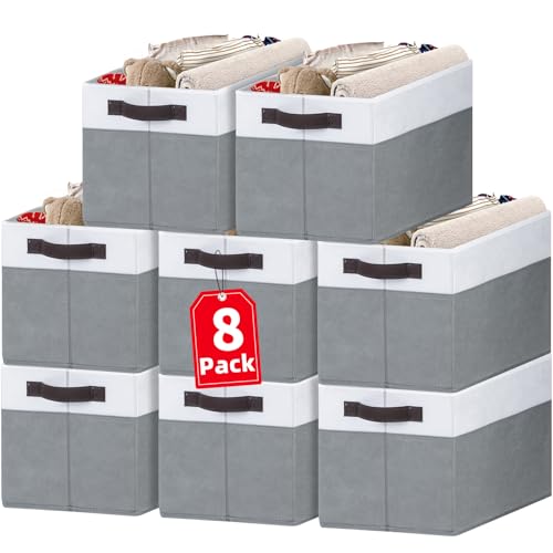 Criusia Large Storage Baskets 8 Pack Versatile Fabric Storage Bins